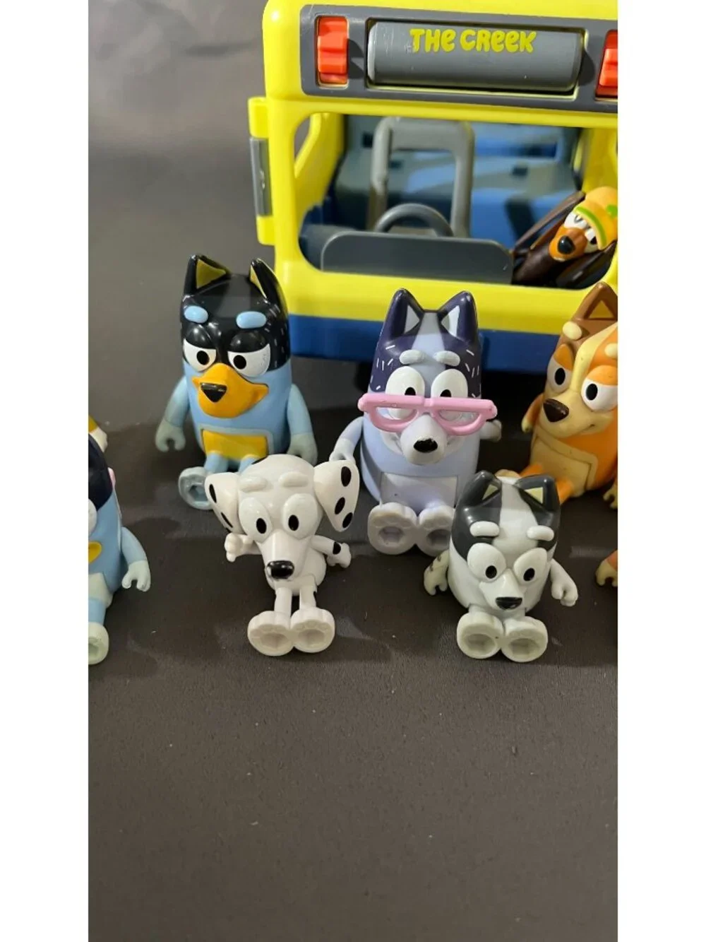 Bluey Family & Friends Play Set With Yellow “The Creek” Bus
